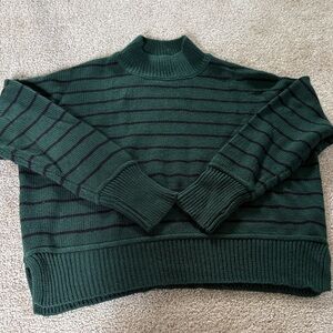 The Work Shop Green and Black Striped Sweater- S